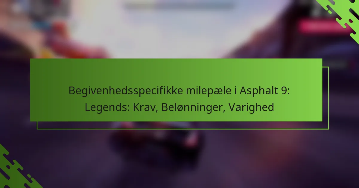 Begivenhedsspecifikke milepæle i Asphalt 9: Legends: Krav, Belønninger, Varighed