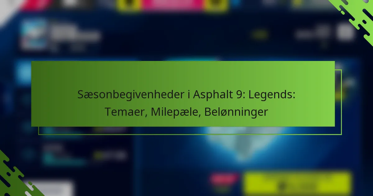 Sæsonbegivenheder i Asphalt 9: Legends: Temaer, Milepæle, Belønninger