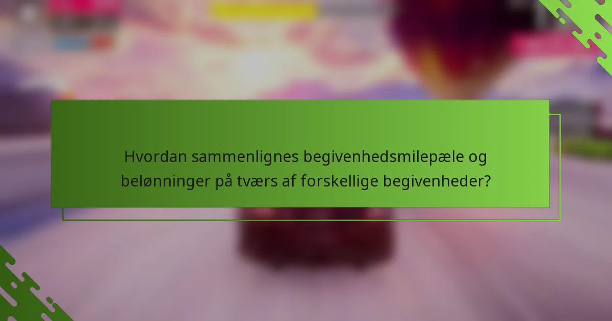 Hvordan sammenlignes begivenhedsmilepæle og belønninger på tværs af forskellige begivenheder?